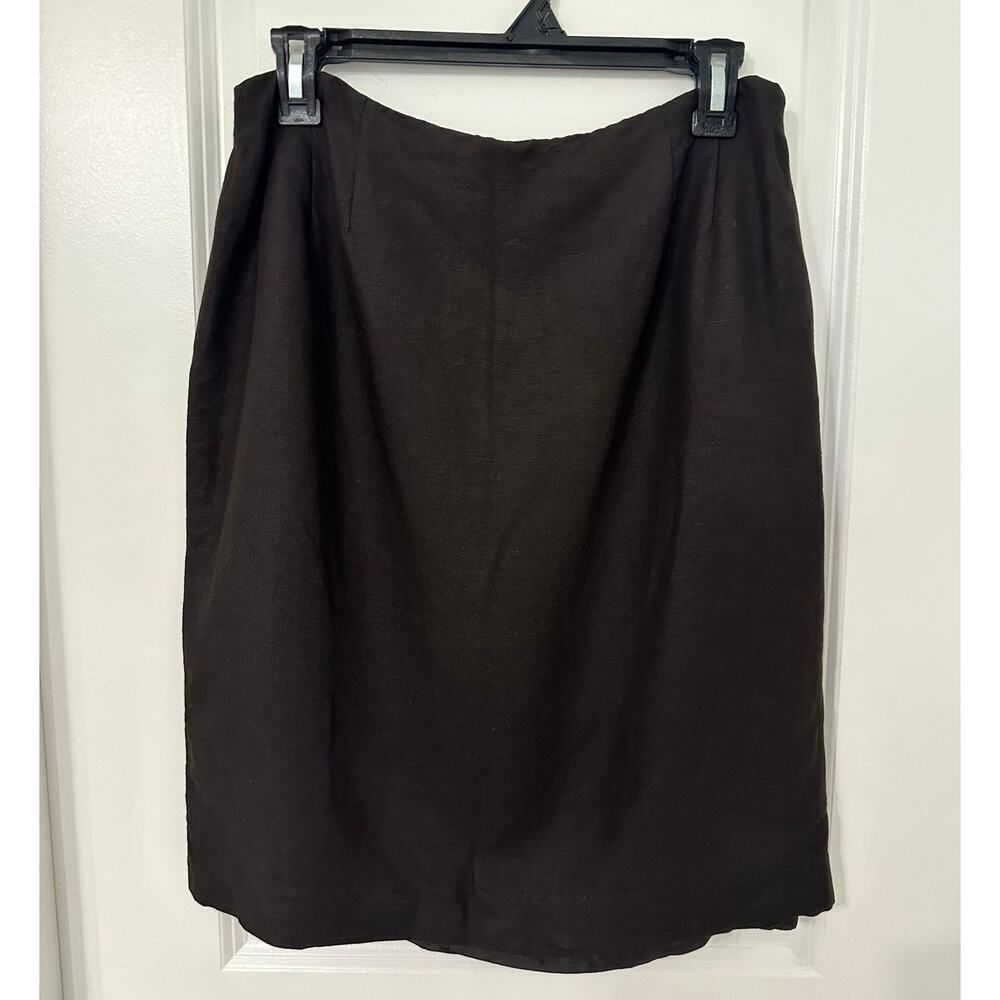 🖤✨ Ellen Tracy Linda Allard Black Linen Rayon Skirt Size 14 Preloved Chic 💅